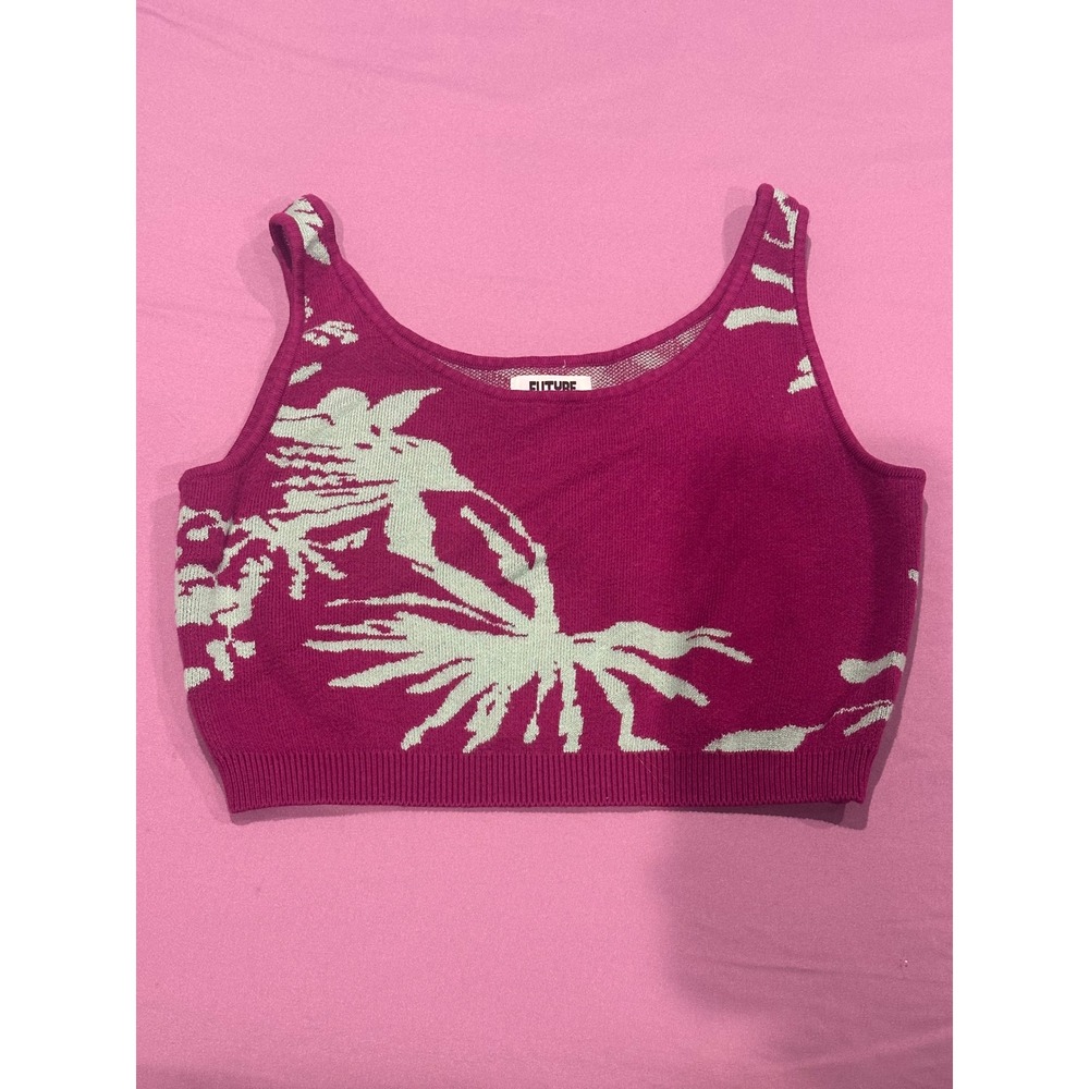 Future Collective Gabriella Karefa-Johnson Pink Green Floral Knit Crop Top S